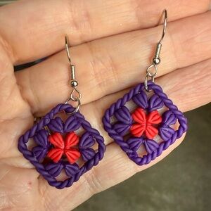 Handmade granny square earrings